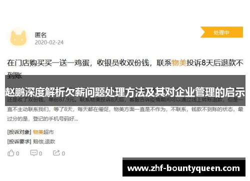 赵鹏深度解析欠薪问题处理方法及其对企业管理的启示